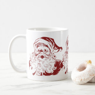 Caneca De Café Natais vintages, Retro Jolly Papai Noel em Vermelh
