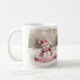 Caneca De Café Natais vintages Rosa Snowman