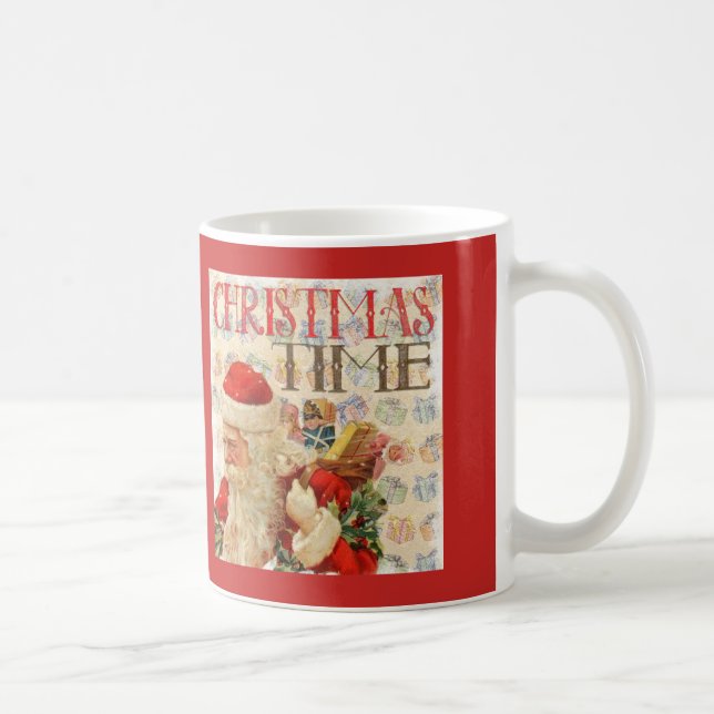 Caneca De Café Natais vintages Time Santa Claus (Direita)