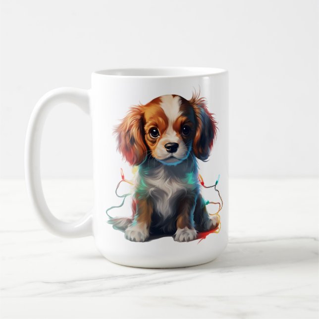 CANECA DE CAFÉ NATAL ADORÁVEL CAVALIER KING CHARLES PUPPY DOG (Esquerda)