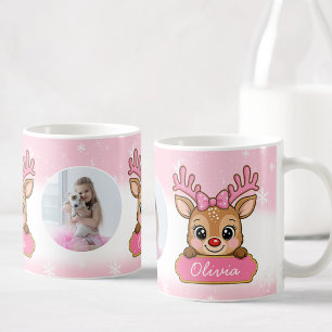 Caneca De Café Natal Adorável Férias Rena Rosa Meninas Crianças