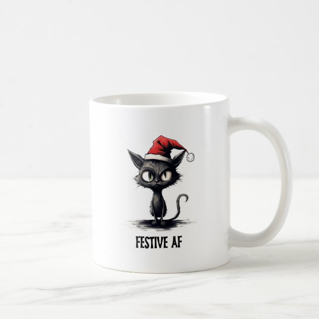 Caneca De Café Natal AF Gato Engraçado Natal (Direita)