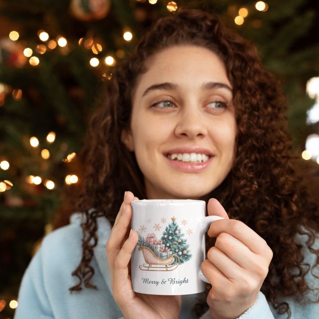 Caneca De Café Natal Alegre e Brilhante (Criador carregado)