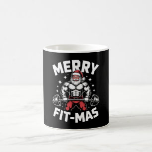 Caneca De Café Natal Alegre Fitness Papai Noel Levantamento de Pe