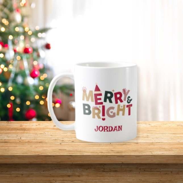 Caneca De Café Natal Alegre Vermelho Verde Fofo (Criador carregado)