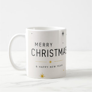 Caneca De Café Natal Amarelo Preto e Branco Moderno