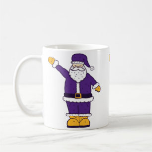 Caneca De Café Natal amarelo púrpura santa claus