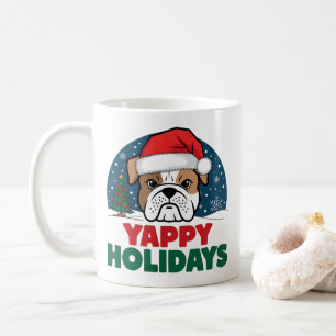 Caneca De Café Natal Americano Bulldog Yappays Engraçado