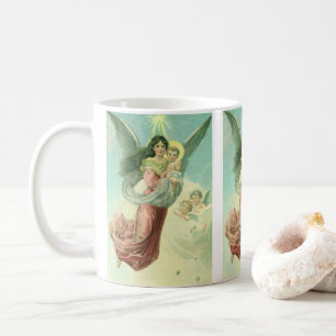 Caneca De Café Natal Antigo, Anjo Vitoriano com Menino Jesus