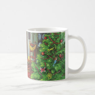 Caneca De Café Natal Antigo, Cabana Aconchegante com Lareira