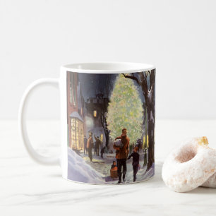 Caneca De Café Natal Antigo, Pai Faz Compras com as Crianças