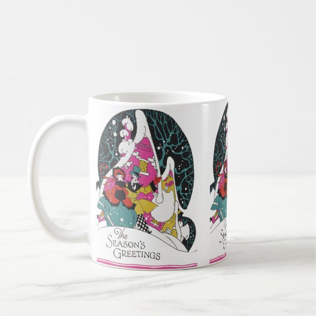 Caneca De Café Natal Antigo, Pessoas da Cidade Vitoriana Elegante (Esquerda)