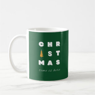 Caneca De Café Natal, Arte de Natal Verde, Férias