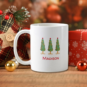 Caneca De Café Natal Artesanal - Presente Árvore de Natal Fofo