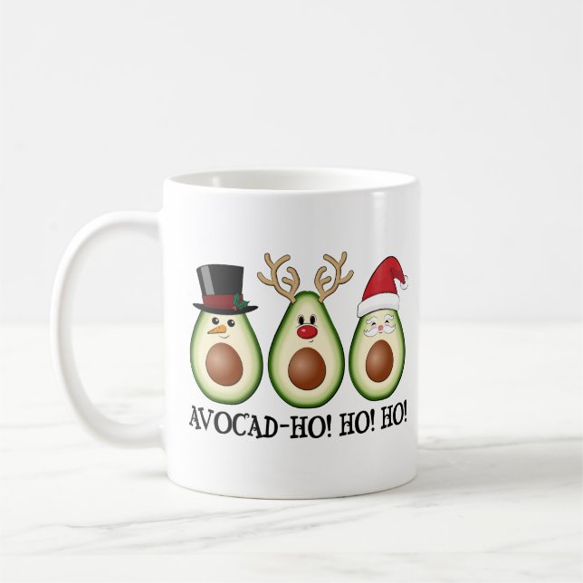 Caneca De Café Natal Avocado Frosty, Rudolph e Papais noeis (Esquerda)