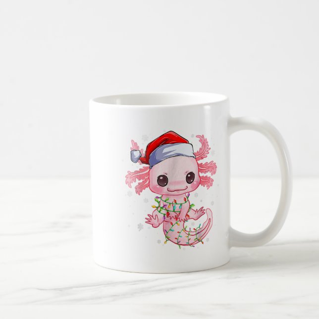 Caneca De Café Natal Axolotl Santa Hat Luz Japonês Bonito A (Direita)