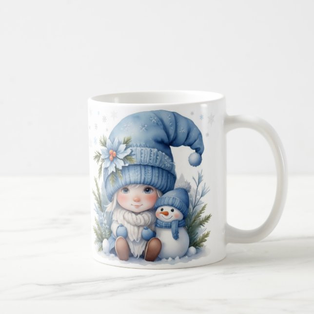 Caneca De Café Natal Azul - Elf Pequeno (Direita)