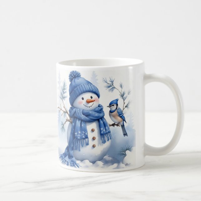Caneca De Café Natal Azul - Neve (Direita)
