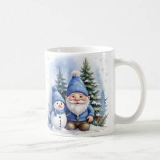 Caneca De Café Natal azul - Papais noeis e boneco de neve