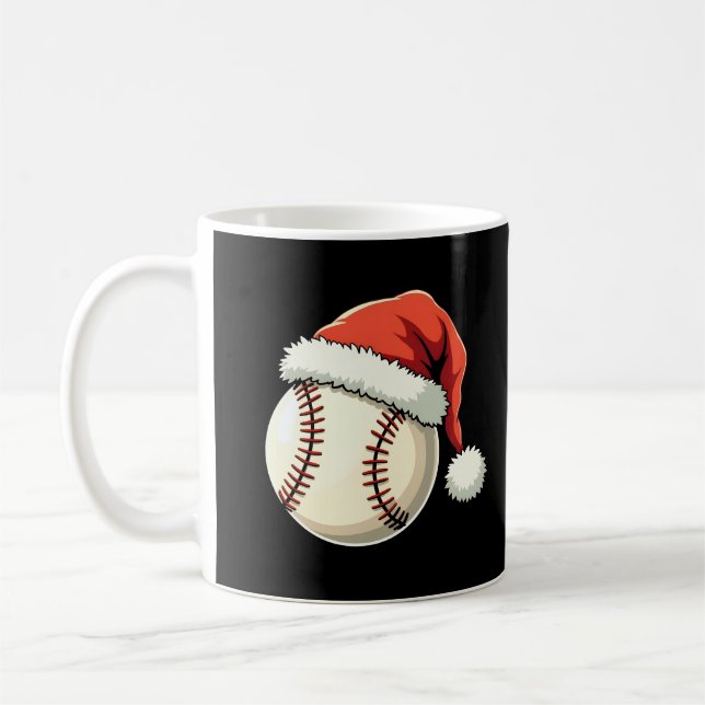 Caneca De Café Natal Baseball Santa Hat Engraçado Esporte Natal (Esquerda)