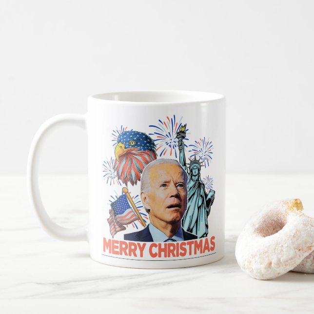 Caneca De Café Natal Biden Engraçado Joe Biden Confusou Xmas (Com Donut)
