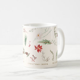 Caneca De Café Natal Boho Elegante Poinsettia Greenery