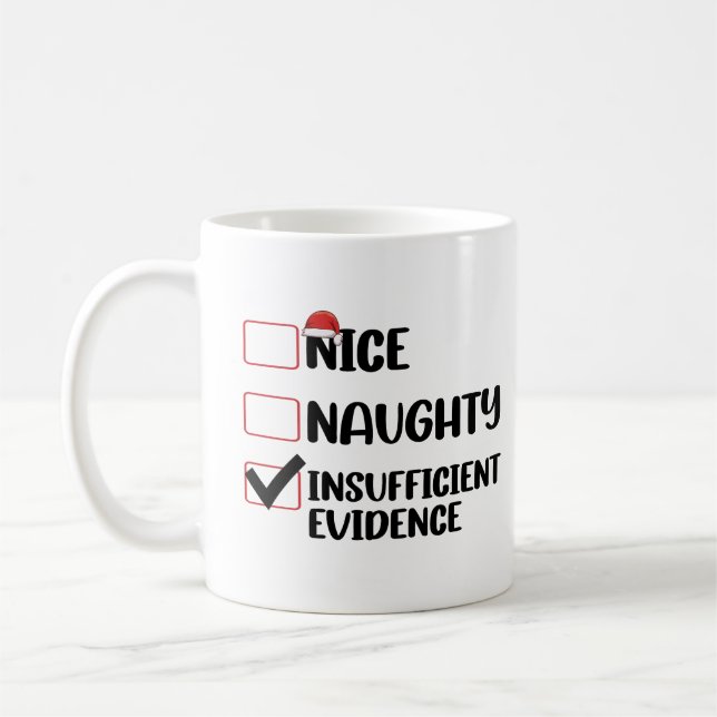 Caneca De Café Natal Bonito Travesso Evidências Insuficientes  (Esquerda)