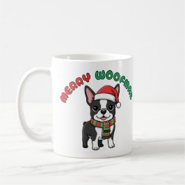 Caneca De Café Natal Boston Terrier Mug: Woofmas Felizes