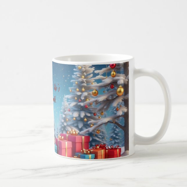 Caneca De Café Natal branco de inverno em neve (Direita)