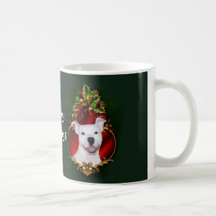 Caneca De Café Natal branco do pitbull