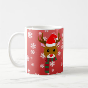 Caneca De Café Natal Branco Rudolph, o Reno de Nariz Vermelho