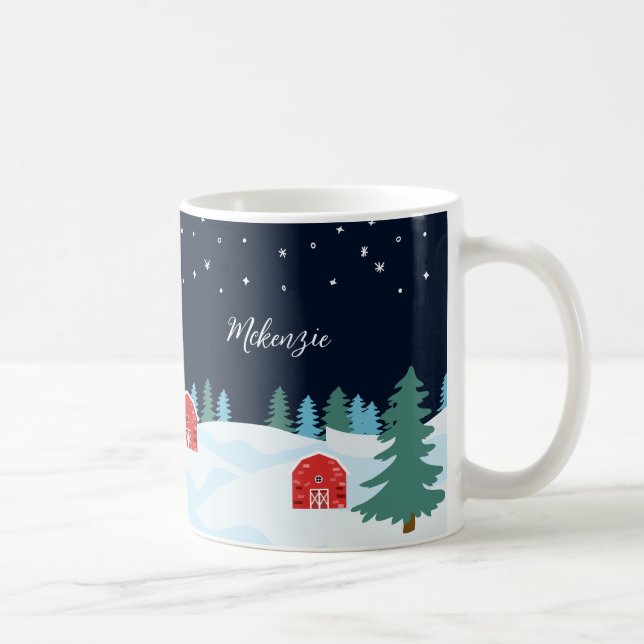 Caneca De Café Natal Branco Russo Personalizado (Direita)