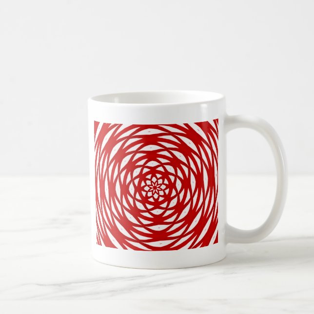 Caneca De Café Natal Branco Vermelho Padrão de Design Moderno em  (Direita)