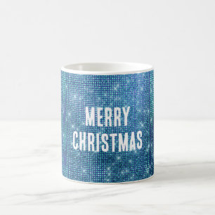 Caneca De Café Natal Brilho Azul Aqua