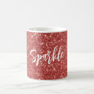 Caneca De Café Natal Brilho Faísca Vermelho
