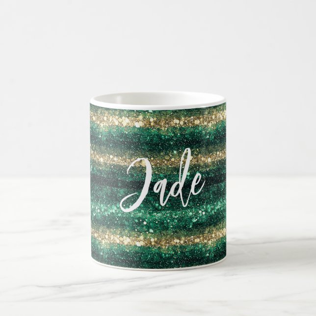 Caneca De Café Natal Brilho Verde Dourado (Centro)