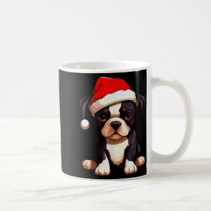 Caneca De Café Natal Cachorro Boston Terrier Chapéu do Papai Noel