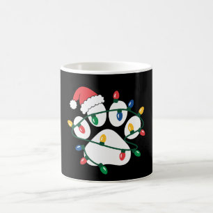 Caneca De Café Natal Cachorro Pegada de Pata no Chapéu do Papai N