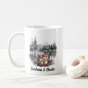 Caneca De Café Natal Campin Lake Woods Novo Casal Marmot
