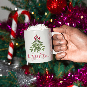 Caneca De Café Natal Caprichoso Aquarela de Visco Fofo 