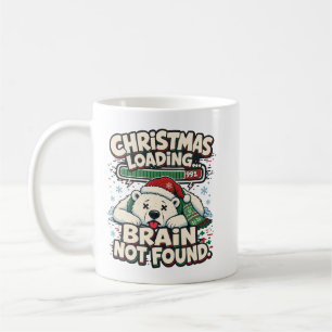 Caneca De Café Natal Carregando Cérebro Não Encontrado Urso Engra