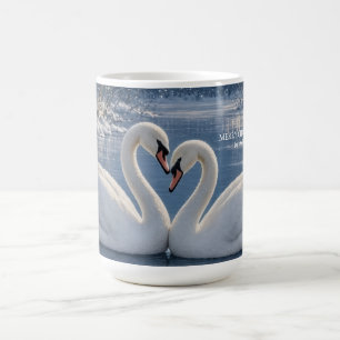 Caneca De Café Natal Cisne de Inverno, design de Férias no Lago a