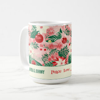 Caneca De Café Natal Colorido, Floral Personalizado