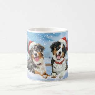 Caneca De Café Natal com Australian Shepherd