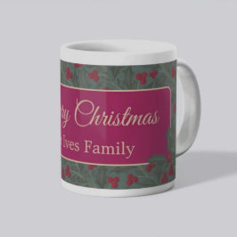 Caneca De Café Natal com Frutas de Azevinho