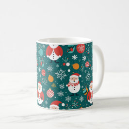 Caneca De Café Natal com padrão de Papais noeis