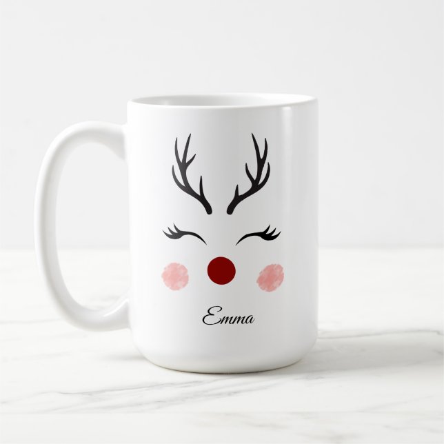 Caneca De Café Natal com Rena Cute  (Esquerda)