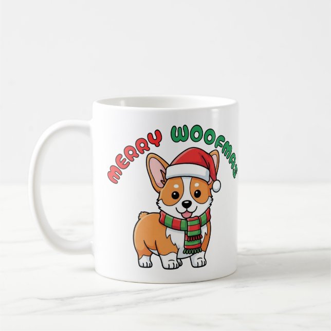 Caneca De Café Natal Corgi Mug: Feliz Woofmas (Esquerda)