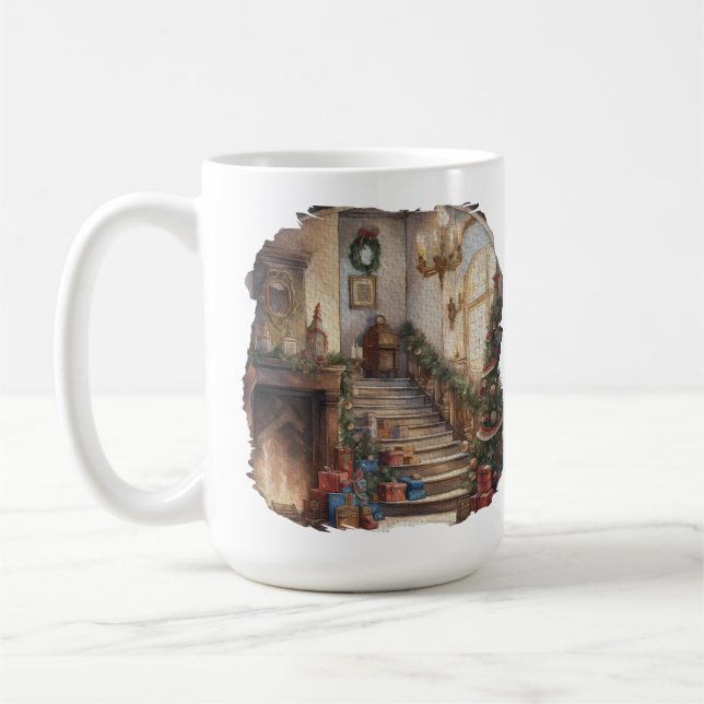 Caneca De Café Natal Cozy Home 15 oz Classic Mug (Esquerda)