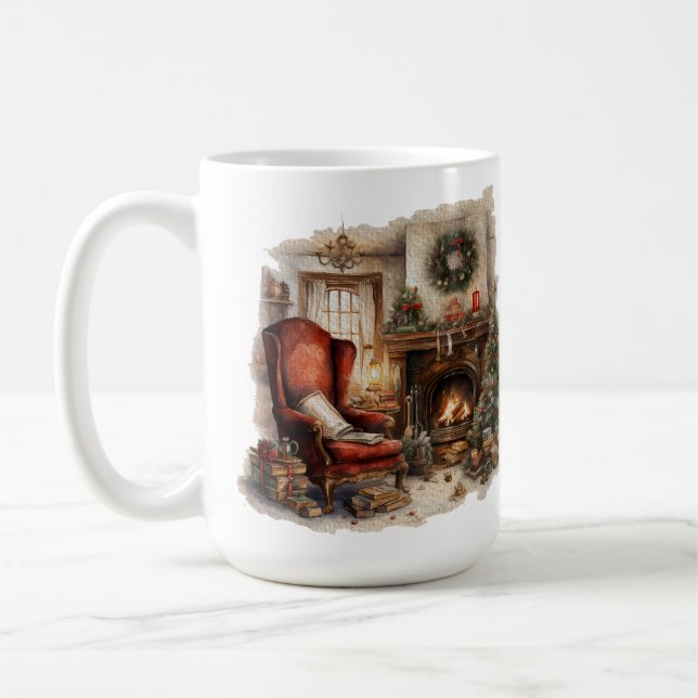 Caneca De Café Natal Cozy Home 15 oz Classic Mug (Esquerda)